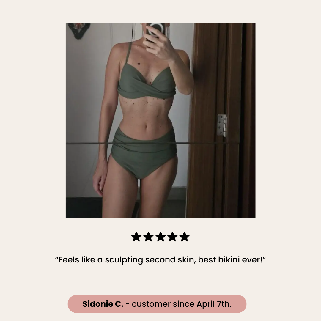 High Waisted Bottom Twisted Bra Bikini | Oriana