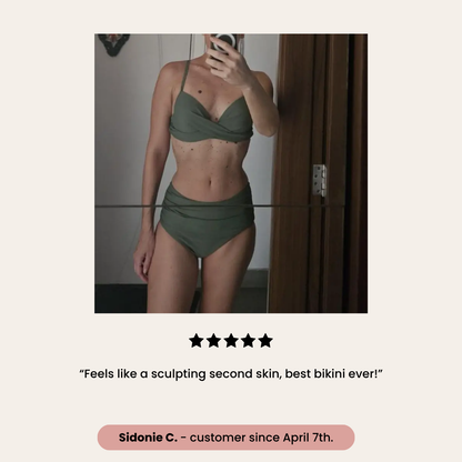 High Waisted Bottom Twisted Bra Bikini | Oriana