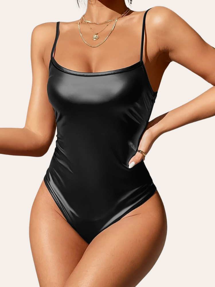 Leather Look Snatched Bodysuit | Florine