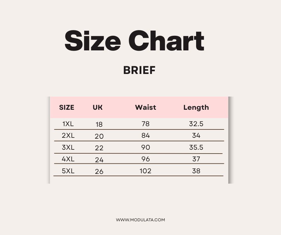 Size Chart for Seamless Shaping Brief | Swan