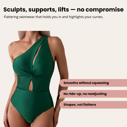 Cut-Out One-Shoulder Shapewear Swimsuit | Lazarelle