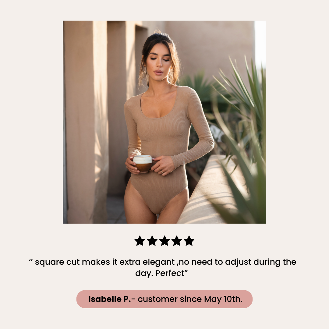 Long Sleeve Square Neck Bodysuit | Océane