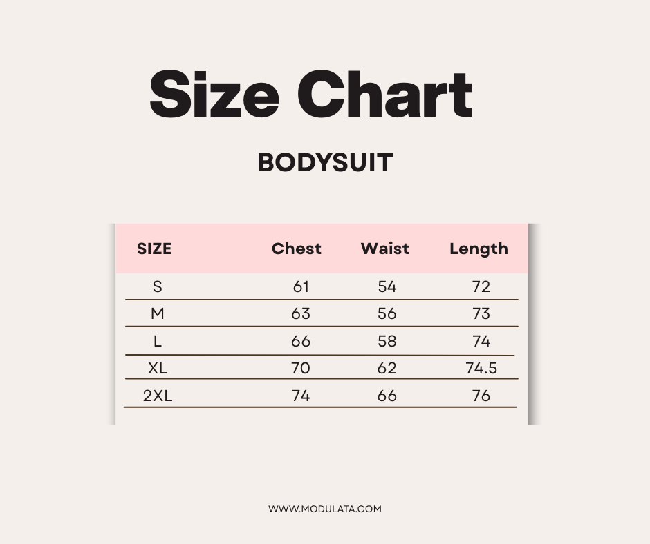 Size Chart for Strapless Shaping Bodysuit | Sarah